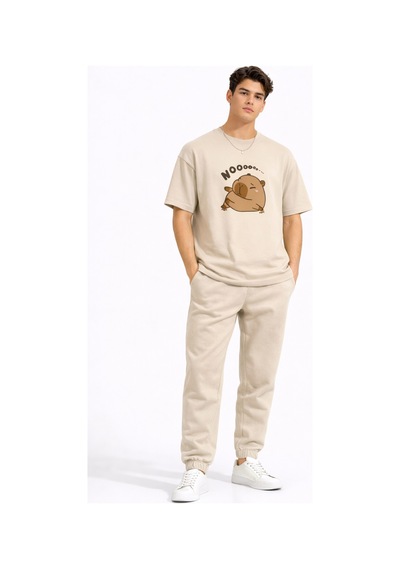 Nevermınd Sevgili Kombini Eğlenceli Baskılı Çift Tişört Oversize Unisex Partner Tişört 2 Li Set Bej Bej Nevermınd Sevgili Kombini Eğlenceli Baskılı Çift Tişört Oversize Unisex Partner Tişört 2 Li Set Bej Bej