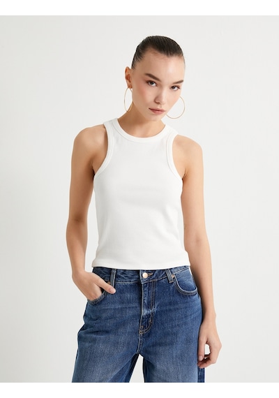 Koton Basic Halter Yaka Atlet Ribanalı Pamuklu Ekru 4sal30065ık 4SAL30065IK010