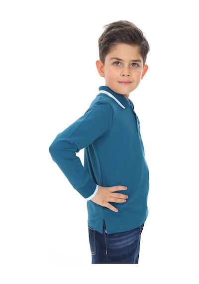 Toontoy Kids Toontoy Erkek Çocuk Nakışlı Tişört Petrol Mavi