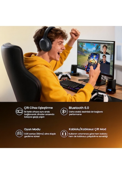 Soundpeats Cove Pro Hi-Res LDAC Bluetooth 6.0 Kulak Üstü Kulaklık