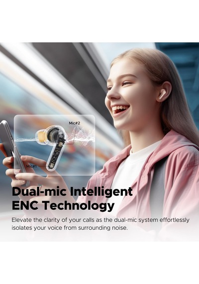 Clear Enc Tws Bluetooth 5.3 Kulak İçi Kablosuz Kulaklık Bej