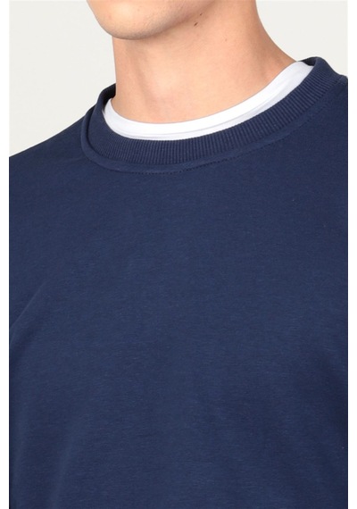Tudors Bisiklet Yaka Basıc Unisex Sweatshirt Lacivert