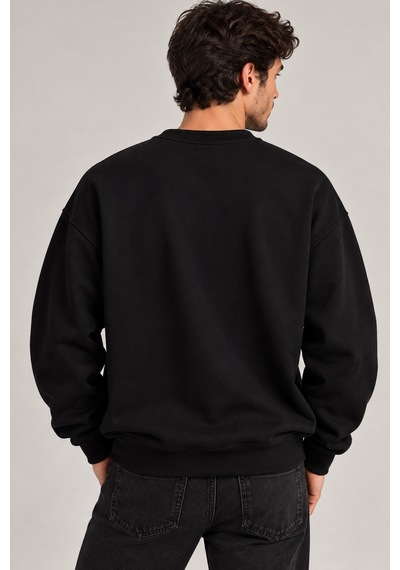 Gıovera Y Jaguar Premium Oversize Erkek Sweatshirt %100 Pamuk Siyah