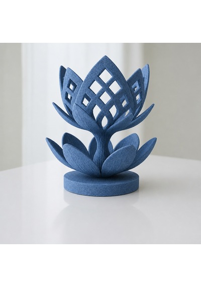 3d Baskı Lotus Çiçeği Mumluk - Dekoratif Tealight Mumluk-mavi Çok Renkli