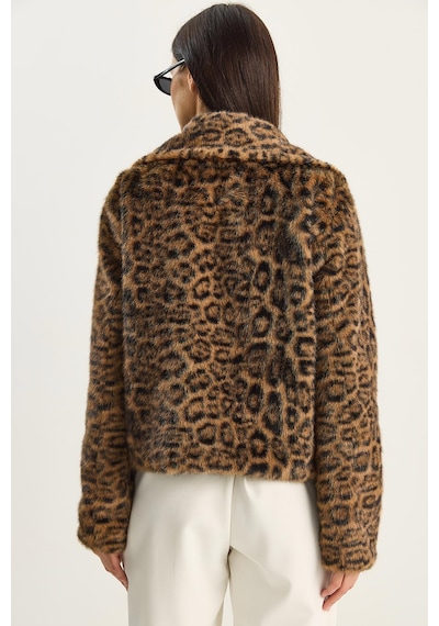 Shade Kadın Leopar Desenli Cep Detaylı Astarlı Suni Kürk 6962 60283772 - Kahverengi