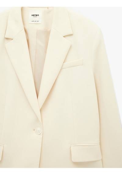 Koton Regular Fit Uzun Kollu Cep Detaylı Düğmeli Geniş Yaka Blazer Ceket Kırık Beyaz 7wak50020uw Ekru Koton Regular Fit Uzun Kollu Cep Detaylı Düğmeli Geniş Yaka Blazer Ceket Kırık Beyaz 7wak50020uw Ekru