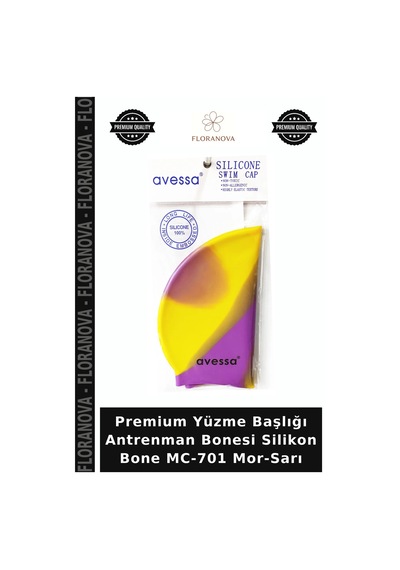 Premium Yüzme Başlığı Antrenman Bonesi Silikon Bone Mc-701 Mor-sarı