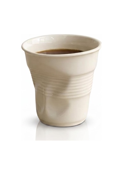 Lexroo Arvale Buruşuk Kupa Fincan Seramik El Yapımı Tasarım Mug K Beyaz