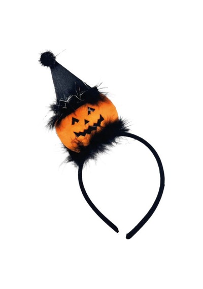 Turuncu Şapkalı Bal Kabağı Figürlü Halloween Kız Çocuk Taç Turuncu