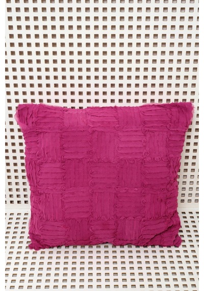 Peraluna Foam Pıllow Şifon Şerit Triko Yastık Kılıfı 45x45 Cm Fuşya - Fuşya