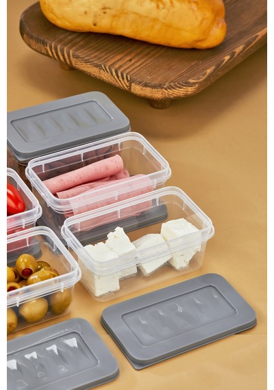 Multi Box 12 Li Set Saklama Kabı Seti - Dondurucu & Mikrodalga Uyumlu Gri