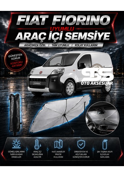 Fiat Fiorino Araç Ön Cam Güneşliği Katlanabilir Şemsiye Oto Güneşlik Uv Korumalı Gölgelik Araba Oto Şemsiyesi