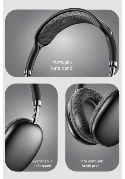 Premium Bilgisayar Spor Dinleme Bluetooth Kulaklık P9 Pro Max Siyah