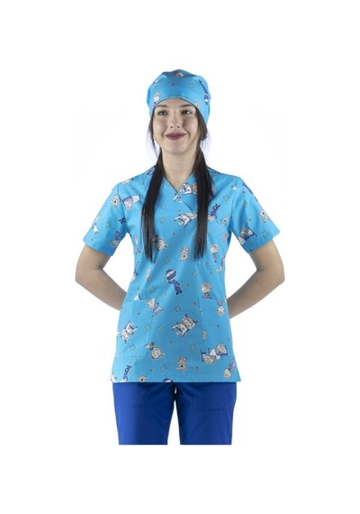 Zarf Yaka Desenli Üst - 3703 Turkuaz Sağlıkçı-6088