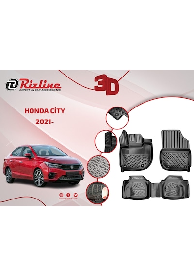 Rizline Honda City 2021 Sonrası Araca Özel 3D Havuz Paspas