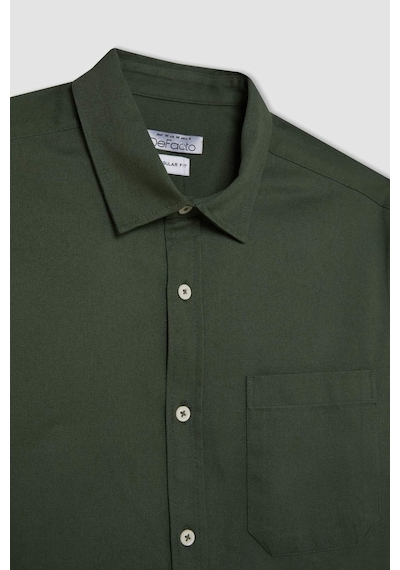 DeFacto %100 Pamuk Regular Fit Düğmeli Basic Düz Gabardin Uzun Kollu Gömlek A5383AX24AUGN900