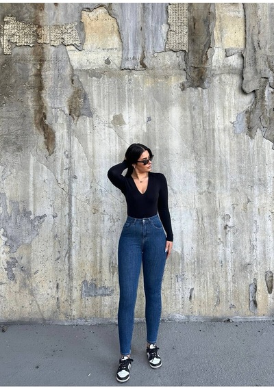 Zdnjeans Kadın Balloon Orta Mavi Skater Jean W1847 Açık Mavi