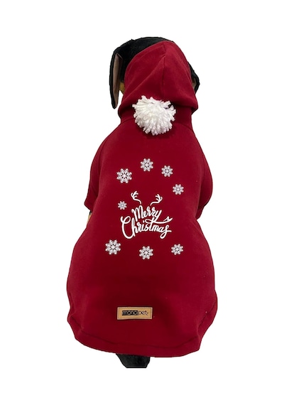 Kapişonlu Sweatshirt Köpek Ve Kedi Yılbaşı Kıyafeti - Yılbaşı Özel Noel Baba S Beden