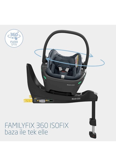 Maxi-Cosi Coral 360 Dönebilir Isofix Bazalı 2'si Bir Arada Ana Kucağı ve Oto Koltuğu Essential Graphite