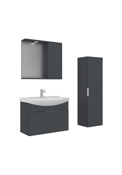 Orka Purus 80 Cm Mat Antrasit Spot Aynalı Banyo Dolabı Takım Ve Boy Dolabı Asma Antrasit Orka Purus 80 Cm Mat Antrasit Spot Aynalı Banyo Dolabı Takım Ve Boy Dolabı Asma Antrasit