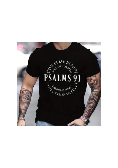 Caddemia Yaz Gevşek Fit Trendy Mektup Psalms 91 Mektup Yüzük Desen Baskı Rahat Yuva Siyah 2XL Caddemia Yaz Gevşek Fit Trendy Mektup Psalms 91 Mektup Yüzük Desen Baskı Rahat Yuva Siyah 2XL