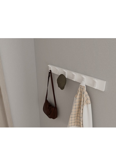 Hepsi3boyutlu Modern Duvar & Kapı Kanca Askılık - 6 Adet Beyaz Kanca Askılık - Model No : 2 Beyaz