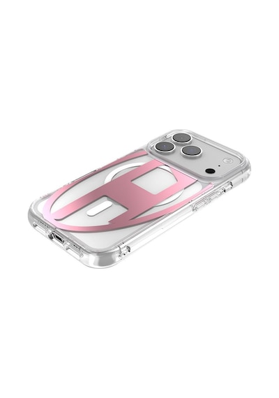 Diesel Apple iPhone 17 Pro Uyumlu Magsafe Destekli Oval D Metalik Kılıf - Pembe