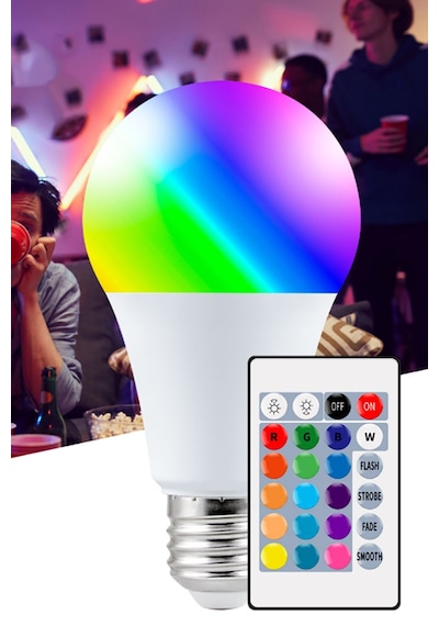 Uzaktan Kumandalı Renk Değiştiren Tasaruf Ampul Rgb 9w Beyaz Dahil 16 Renkli Beyaz