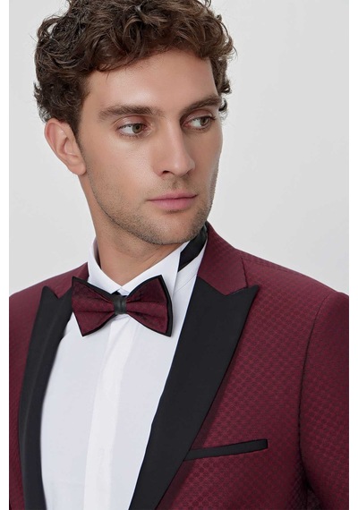 Morven Erkek Koyu Bordo Bolonya Ceremonia Damatlık Smokin 21mc055004752 Koyu Bordo