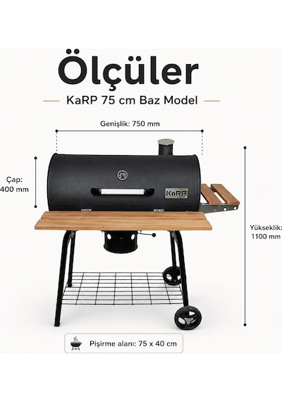 Karp 750KP S1 Kömürlü Mangal Barbekü + Önlük
