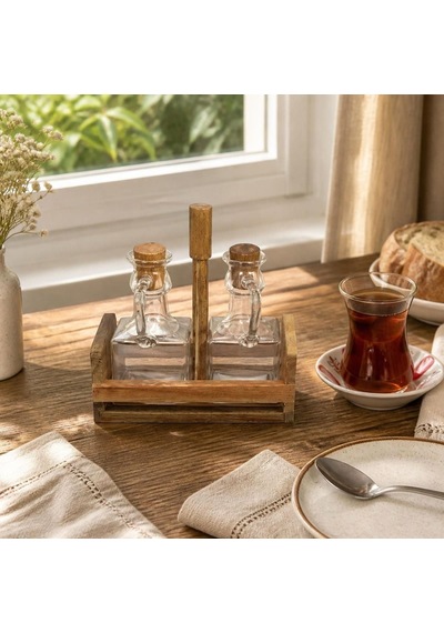 Borosilikat Yağlık Seti 150 Ml 2 Yağlık + 1stant Şeffaf