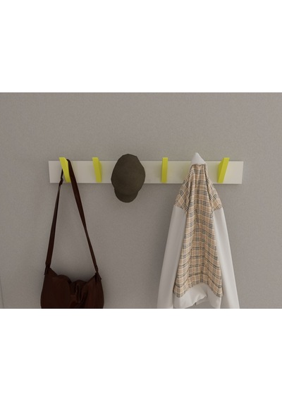 Hepsi3boyutlu Modern Duvar & Kapı Kanca Askılık - 6 Adet Sarı Kanca Askılık - Model No : 5 Sarı