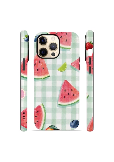 Apple iPhone Uyumlu 12 Pro Max Vorian Çift Katmanlı Kılıf Watermelon Picnic Gingham