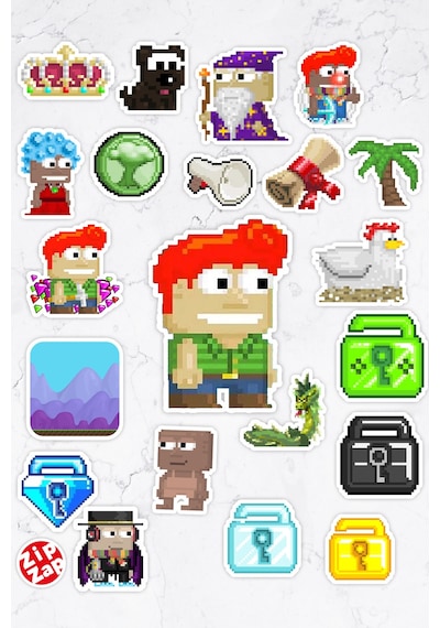 Growtopia Video Oyun Telefon Laptop Bullet Journal Yapışkanlı Folyo Sticker Paketi 21 Adet Çok Renkli
