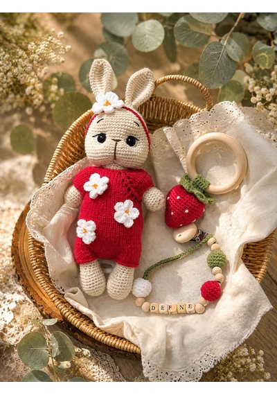 Amigurumi Çilek Konsept 3lü Bebek Seti