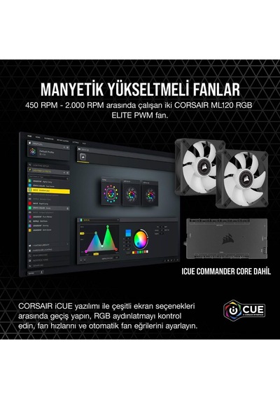 Corsair Cw 9060061 Ww Icue H100I Elite Lcd Ekran 240Mm Sıvı Işlem