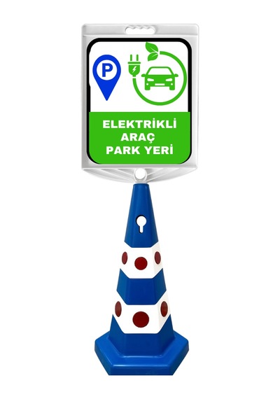 Elektrikli Araç Park Yeri Çift Taraf Baskı Mavi Ultra Kedi Gözlü Ağırlıklı Koni Seti Trafik Dubası