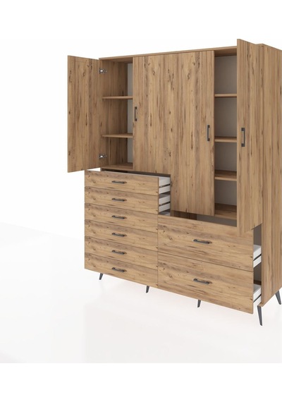 Hyperion Gardrop 7 Raflı 8 Çekmeceli 4 Kapaklı 176x44x221 Çam-çam Beyaz Hyperion Gardrop 7 Raflı 8 Çekmeceli 4 Kapaklı 176x44x221 Çam-çam Beyaz