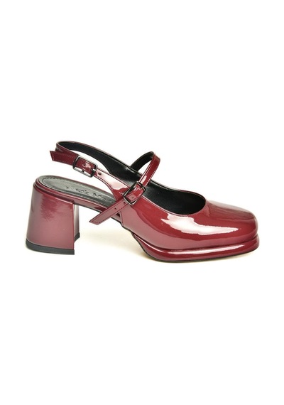 Fox Shoes U820930008 Bordo Rugan Kalın Topuklu Kadın Ayakkabı Bordo