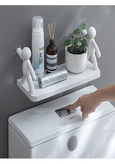 Büyük Boy Yapıskanlı Çöp Adam Şeklinde Organizer Duvar Raf Banyo