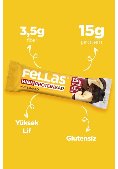 Yüksek Protein Bar - Muzlu 45 G X 12 Adet