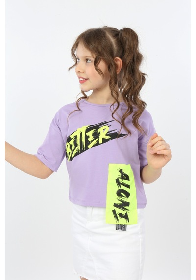 Toontoy Kids Toontoy Kız Çocuk Better Baskılı Tişört Lila