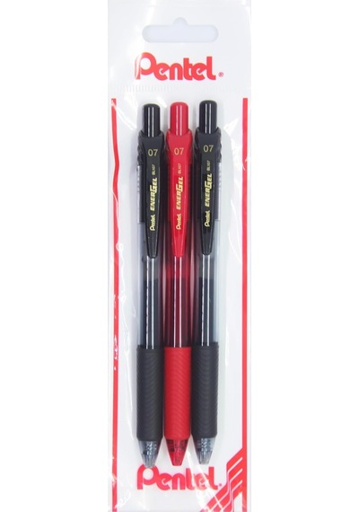 Energel 0.7 Mm Likit Roller Kalem 2xsiyah/1xkırmızı 3'lü Set -