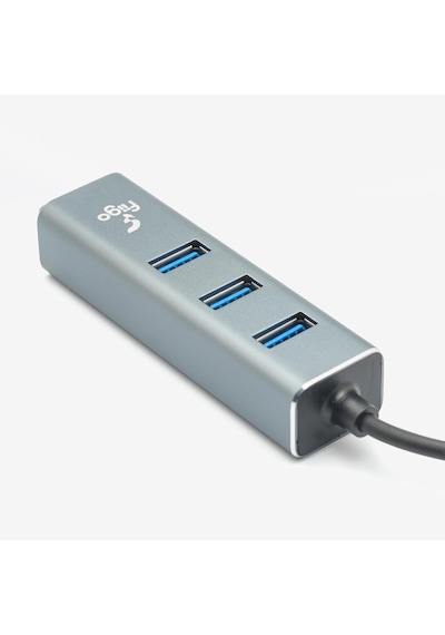 Lexroo Type-c To Lan Ve 3x Usb Alüminyum Adaptör Gri