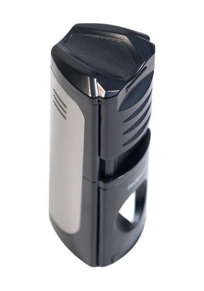 Parmida 3 Torch Pürmüz Kesici & Delicili Siyah Gunmetal Metal Puro Çakmağı - Tr9524