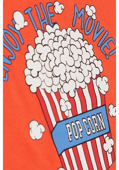 Breeze Girls & Boys Erkek Çocuk Tişört Pop Corn Baskılı 2-6 Yaş, Mercan-mercan Mercan