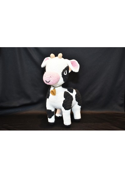 Amigurumi İnek,el Yapımı Amigurumi İnek Oyuncak Açık Kahverengi - Beyaz