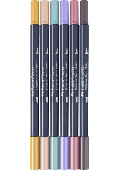 Faber-Castell Goldfaber Sketch Marker Fashion 6'lı Set,Çift Fineliner Uçlu