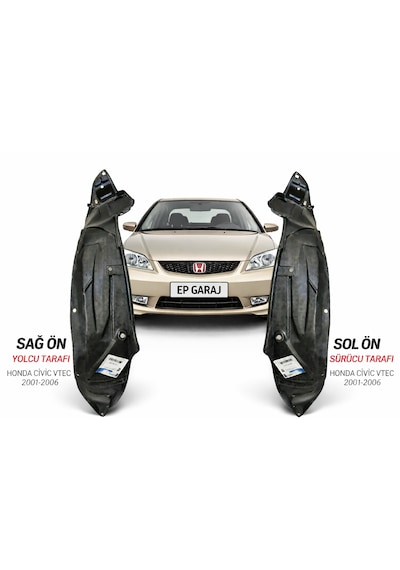 Honda Civic Vtec 2001-2006 Model Uyumlu Sağ Sol Çamurluk Davlumbazı 0
