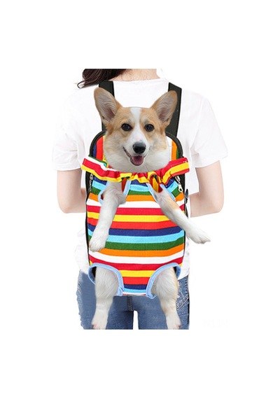 Springsun Köpek Taşıma Çantası, Ön/arka Çekimli, Soluklu Kumaş, Ayarlanabilir Askı, S Boyut 28x18cm Çok Renkli